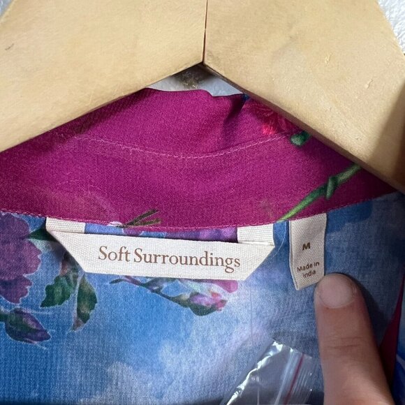 Soft Surroundings CalaFlores Tunic Shirt Size Medium Sheer Long Line Art to Wear - Picture 3 of 11